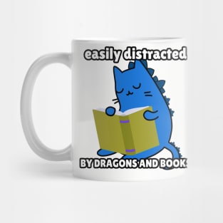 Cat Dragon Book reading easily distracted Mug